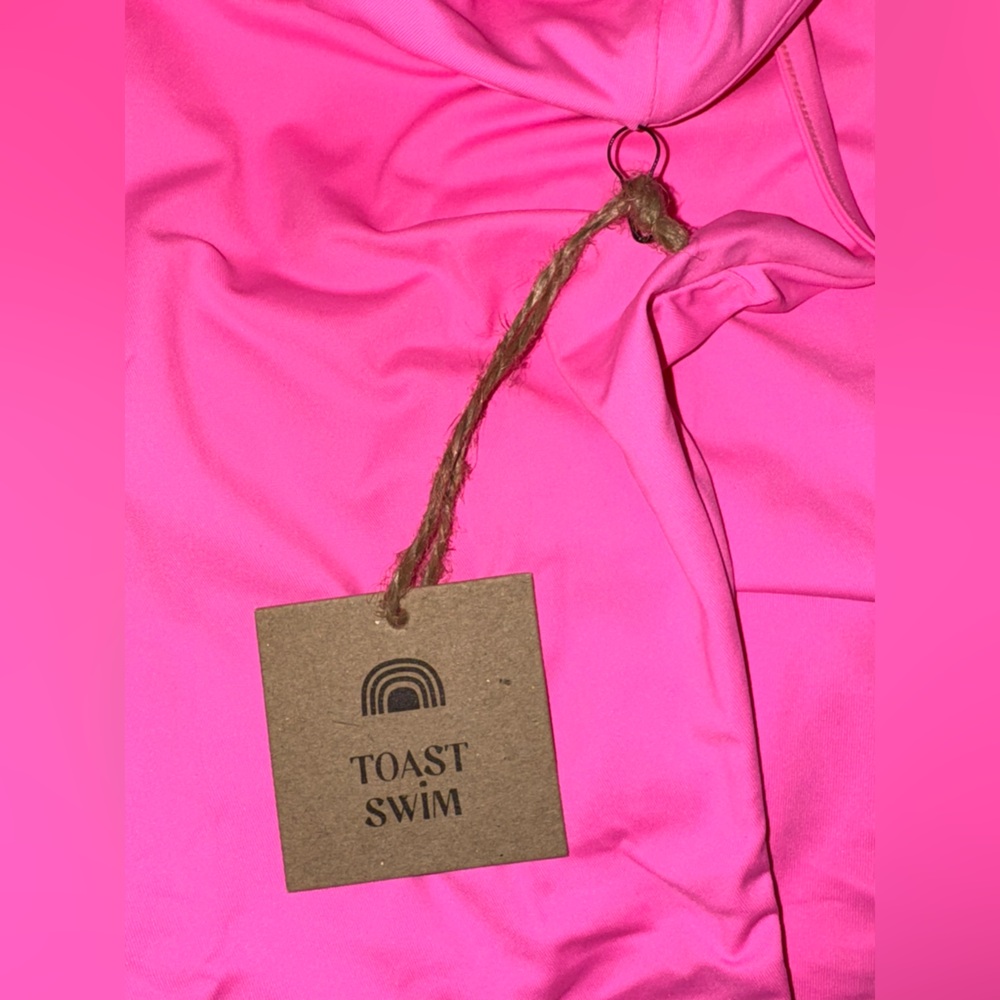 NWT Toast Swim Free People Solid High Cut Pink One Piece Swimsuit - XL - Picture 8 of 9